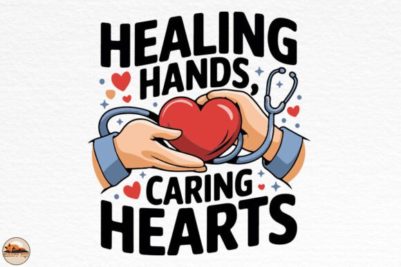 Healing Hands, Caring Hearts Trendy PNG Graphics for Crafts