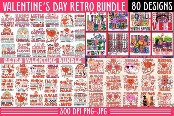 Retro Valentine Sublimation PNG Bundle for Graphics and Crafts